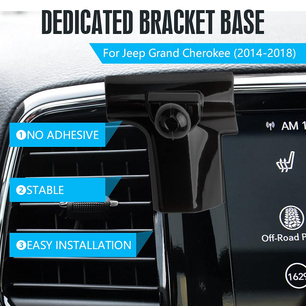 CARFIB for Jeep Grand Cherokee Accessories Car Phone Holder Mount 2018 2017 2016 2015 2014 Cell Phone Air Vent Dedicated Cradle Gravity Navigation Black