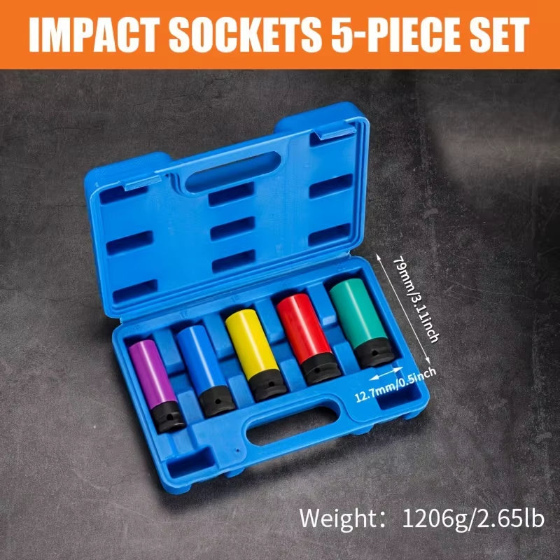 Drive Wheel Protector Impact Socket Impact Sleeve Set Durable Plastic Sleeves 15Mm, 17Mm, 19Mm, 21Mm, and 22Mm