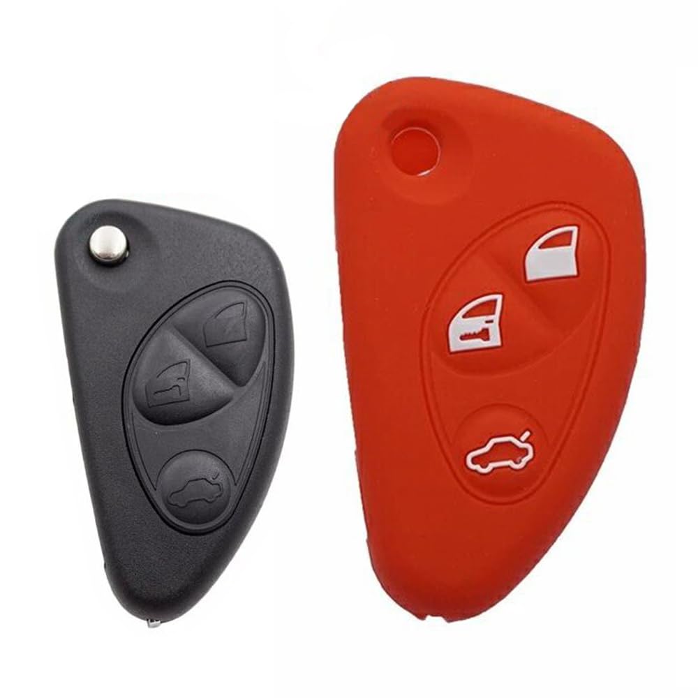 TiTiDeeR for Alfa Romeo SZ 8C TZ3 4C GT G1 Silicone Key Case Auto Car Key Shell Cover Remote Key Protector (Red)