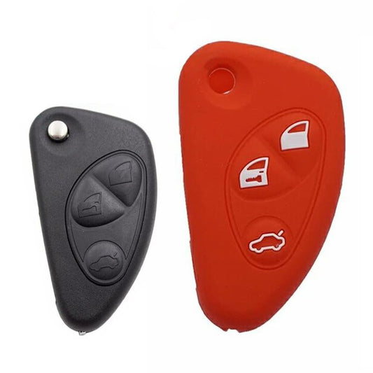 TiTiDeeR for Alfa Romeo SZ 8C TZ3 4C GT G1 Silicone Key Case Auto Car Key Shell Cover Remote Key Protector (Red)