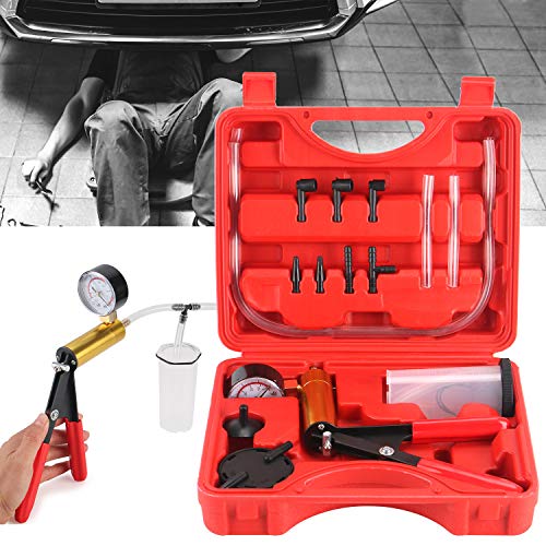 HTOMT 2 in 1 Brake Bleeder Kit Hand held Vacuum Pump Test Set for Automotive with Protected Case,Adapters,One-Man Brake and Clutch Bleeding System