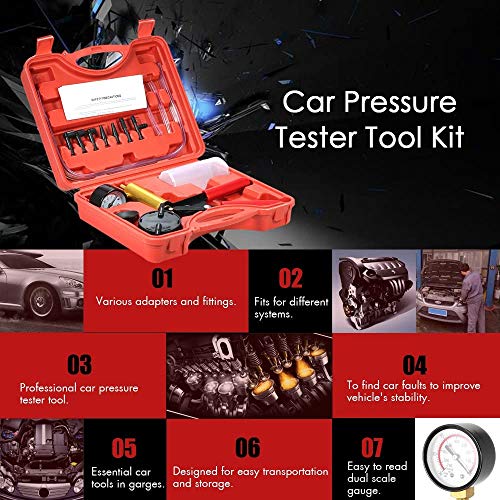 HTOMT 2 in 1 Brake Bleeder Kit Hand held Vacuum Pump Test Set for Automotive with Protected Case,Adapters,One-Man Brake and Clutch Bleeding System