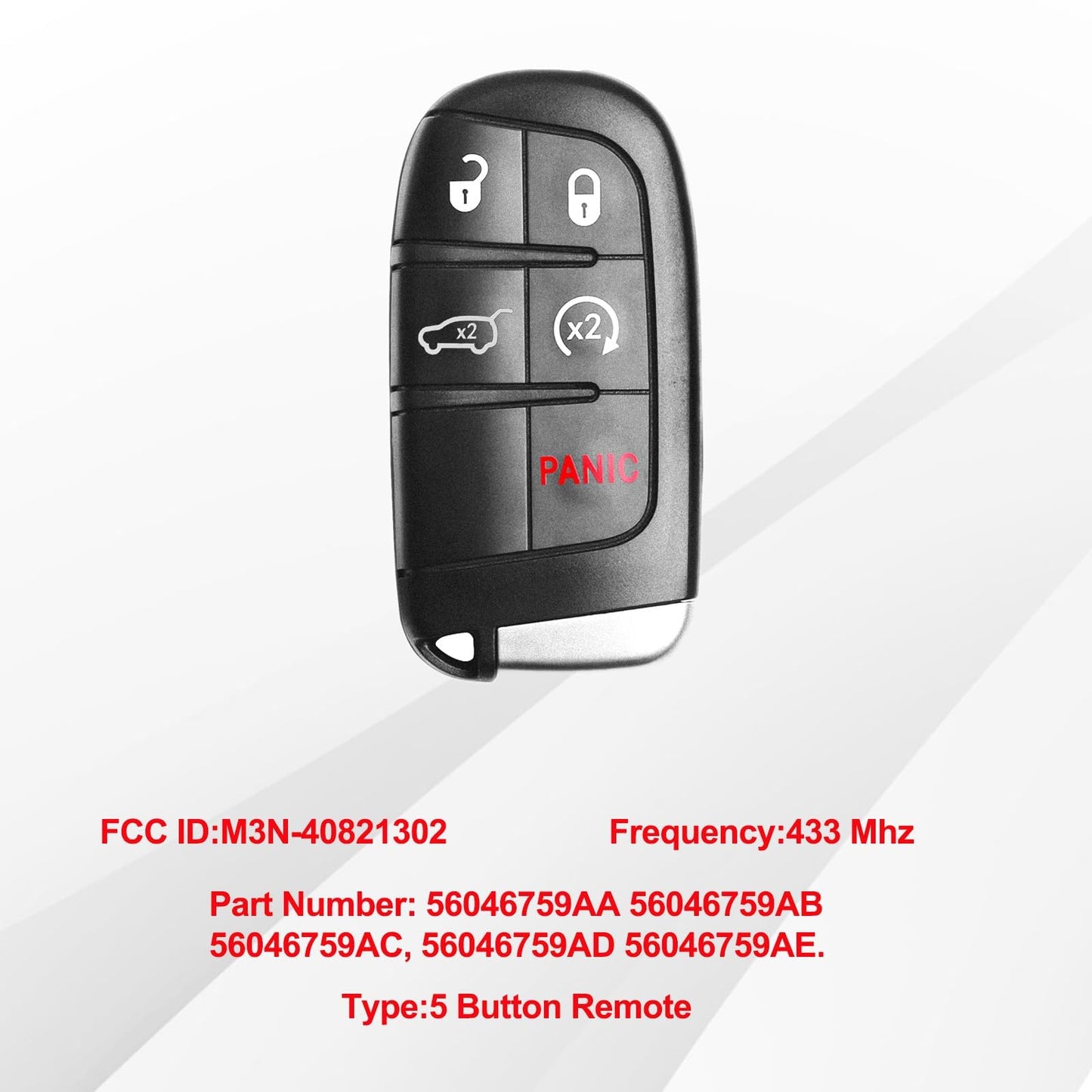 Self-Programmable Replacement for Proximity Smart Key Fob for Jeep Grand Cherokee 2014 2015 2016 2017 2018 2019 2020 2021 (FCC:M3N40821302) 1 pcs