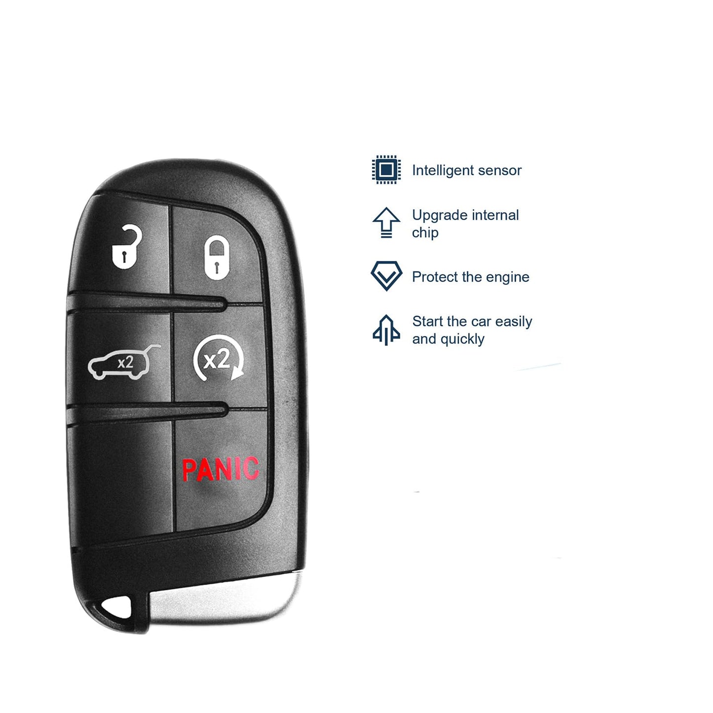 Self-Programmable Replacement for Proximity Smart Key Fob for Jeep Grand Cherokee 2014 2015 2016 2017 2018 2019 2020 2021 (FCC:M3N40821302 68143505AC 68143505AA) 2 pcs