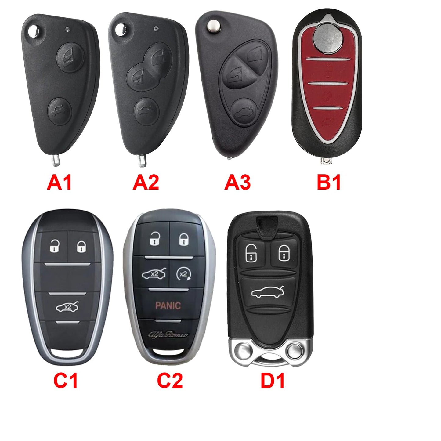 TiTiDeeR for Alfa Romeo SZ 8C TZ3 4C GT G1 Silicone Key Case Auto Car Key Shell Cover Remote Key Protector (Red)