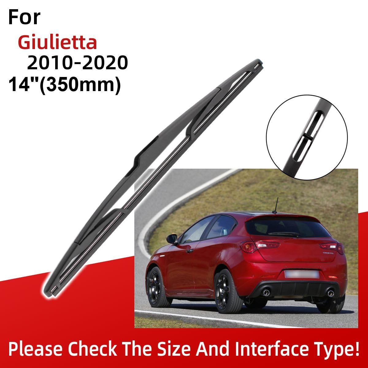 3 Wipers 24" 18" 14" Front And Rear Replacement Fit for Alfa Romeo Giulietta 2010-2020, Windshield Wiper Blades Original Equipment Wiper Blade, That Meet OEM Quality Easy DIY Install Premium