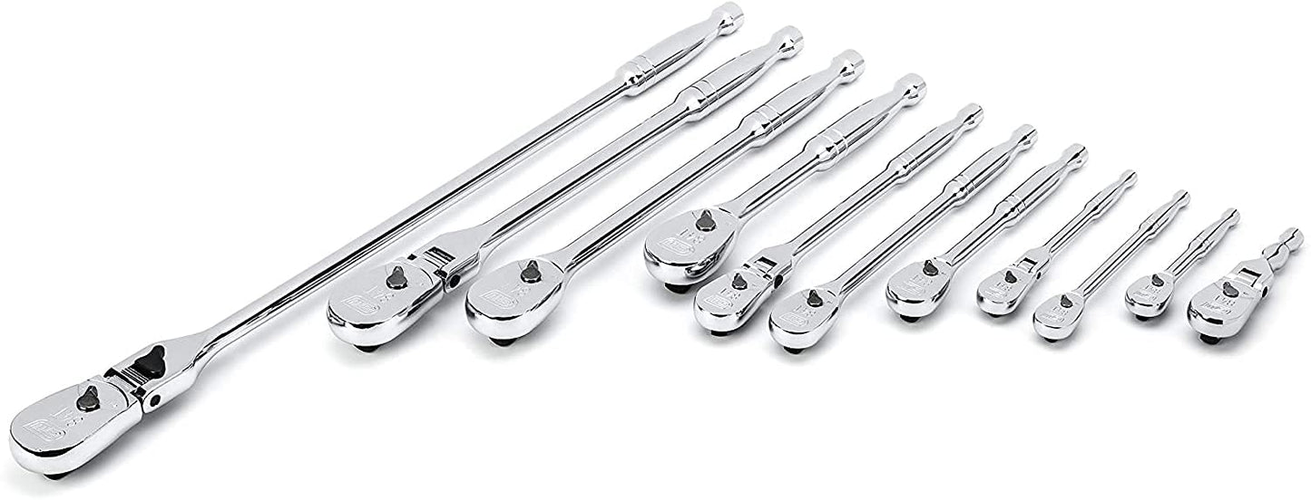 GEARWRENCH 11 Piece 1/4", 3/8" & 1/2" Drive 84 Tooth Mixed Teardrop Ratchet Set - 81296A-07