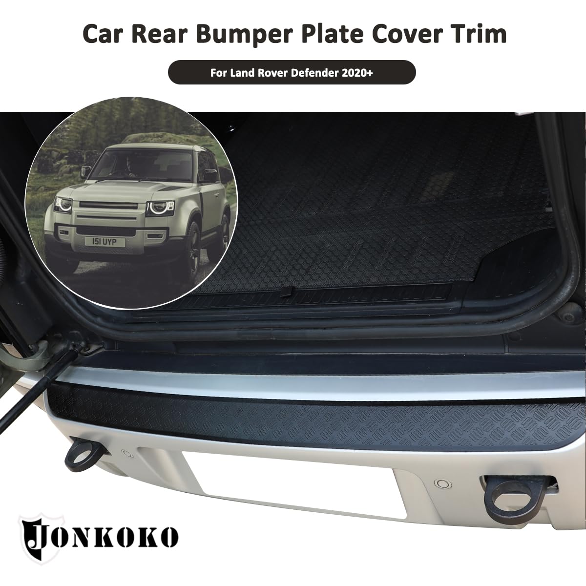 Car Inner Rear Trunk Bumper Guard Plate Bumper Protector Guard Cover Trim for Land Rover Defender 90 110 130 2020-2024 Auto Rear Bumper Plate Cover Trim Accessories (Style A-ABS Bright Black)