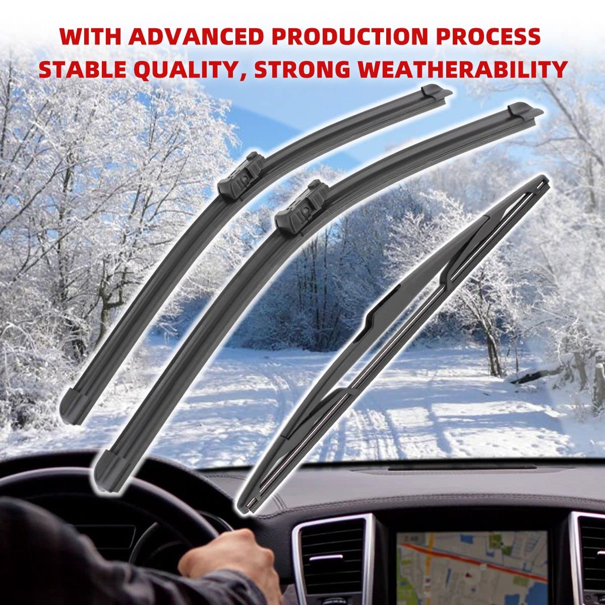 3 Wipers 24" 18" 14" Front And Rear Replacement Fit for Alfa Romeo Giulietta 2010-2020, Windshield Wiper Blades Original Equipment Wiper Blade, That Meet OEM Quality Easy DIY Install Premium