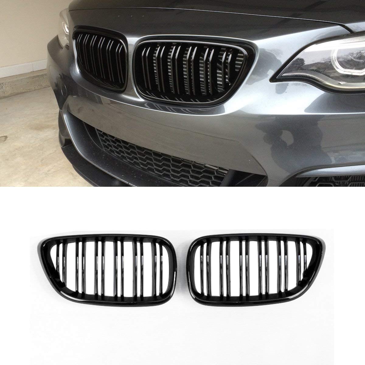 BMW Front Replacement Kidney Grill for 2 Series F22 F23 F87 M2 Gloss Black