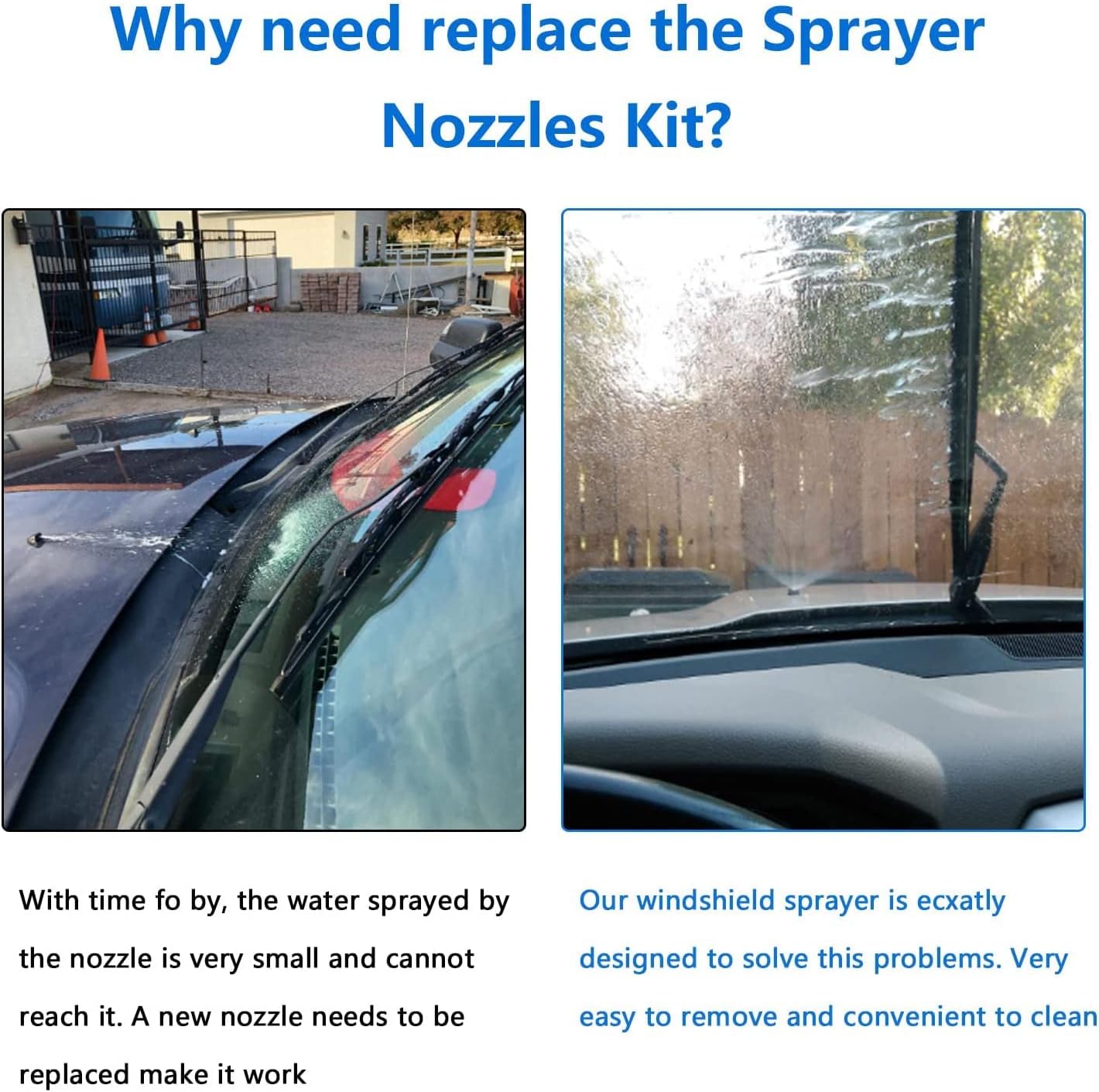 Windshield Washer Nozzles Hose Kit Compatible with Grand Cherokee Include 2 pcs Sprayer Nozzle&Gasket,4M Fluid Hose,12 pcs Hose Connectors,10 pcs Hood Retainers,1 Tool (90 degree washer nozzles)