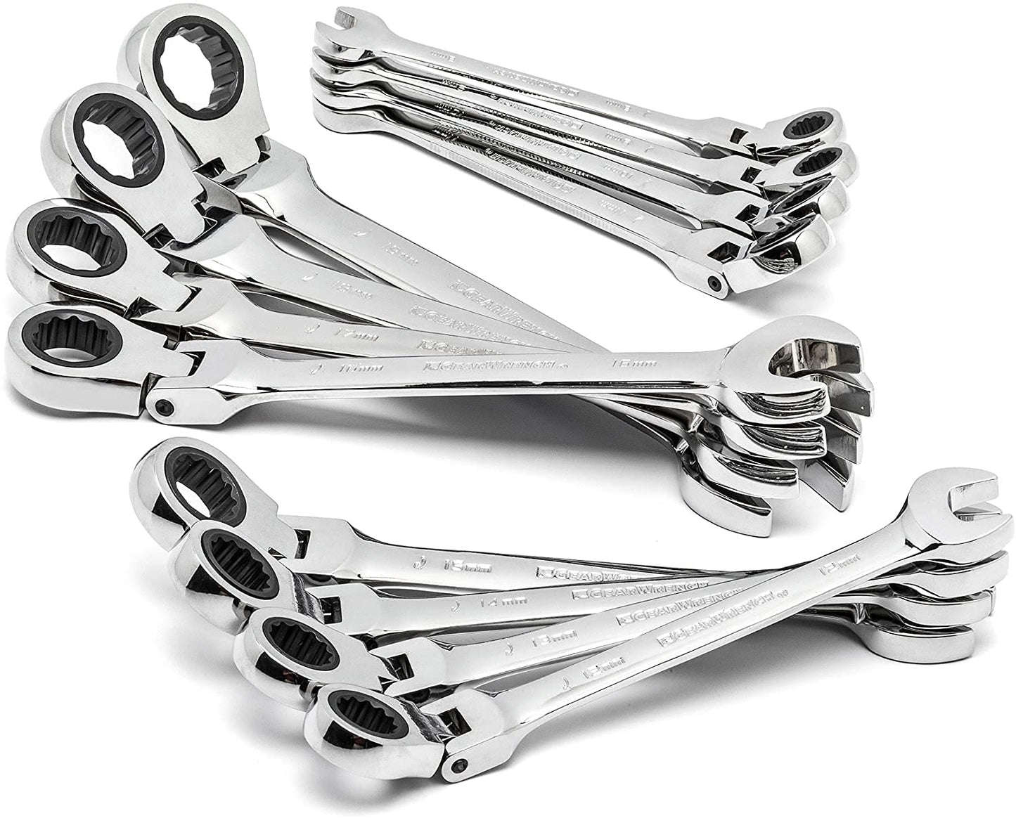 GEARWRENCH 12 Piece Flex Head Ratcheting Combination Wrench Set | 12 Point | Metric | 9901D