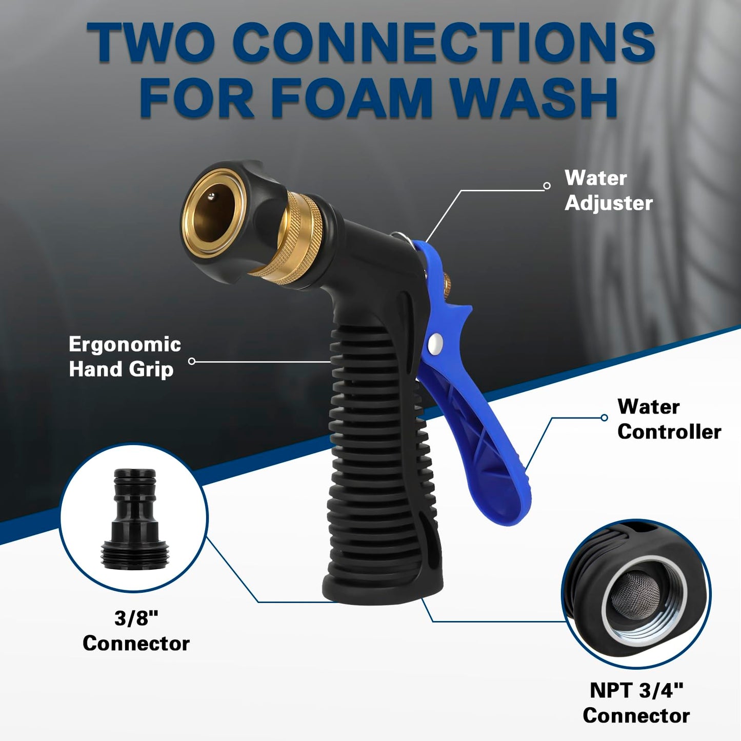 anngrowy Car Wash Foam Gun Foam Cannon Garden Hose Spray Foam Gun Soap Car Wash Foam Cannon Blaster for Hose Car Washing Soap Gun Adjustable Foaming Car Wash Sprayer Quick Connector to Any Garden Hose