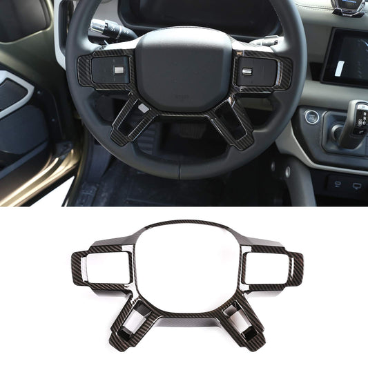 CHEYA for Land Rover Defender 110 2020 Accessories ABS Interior Steering Wheel Decoration Cover Trim Car Accessories (Carbon Fiber Style)