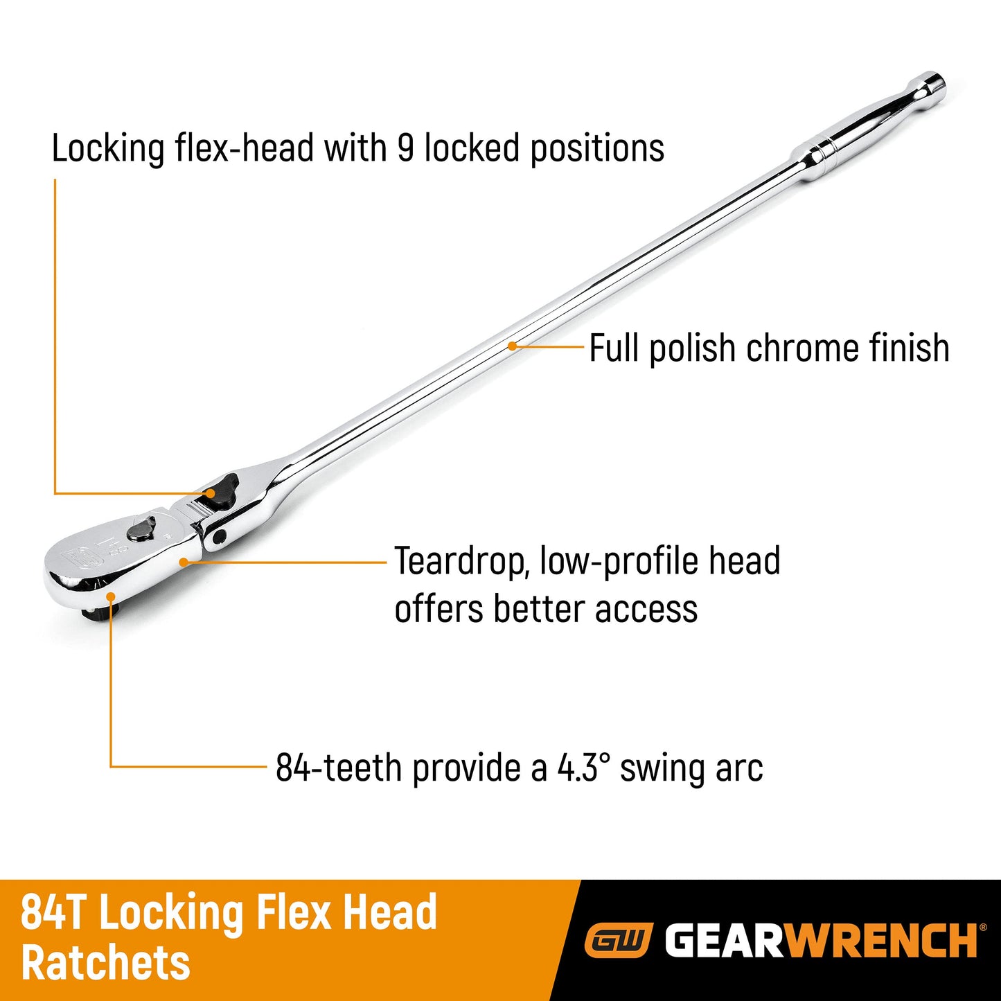 GEARWRENCH 11 Piece 1/4", 3/8" & 1/2" Drive 84 Tooth Mixed Teardrop Ratchet Set - 81296A-07