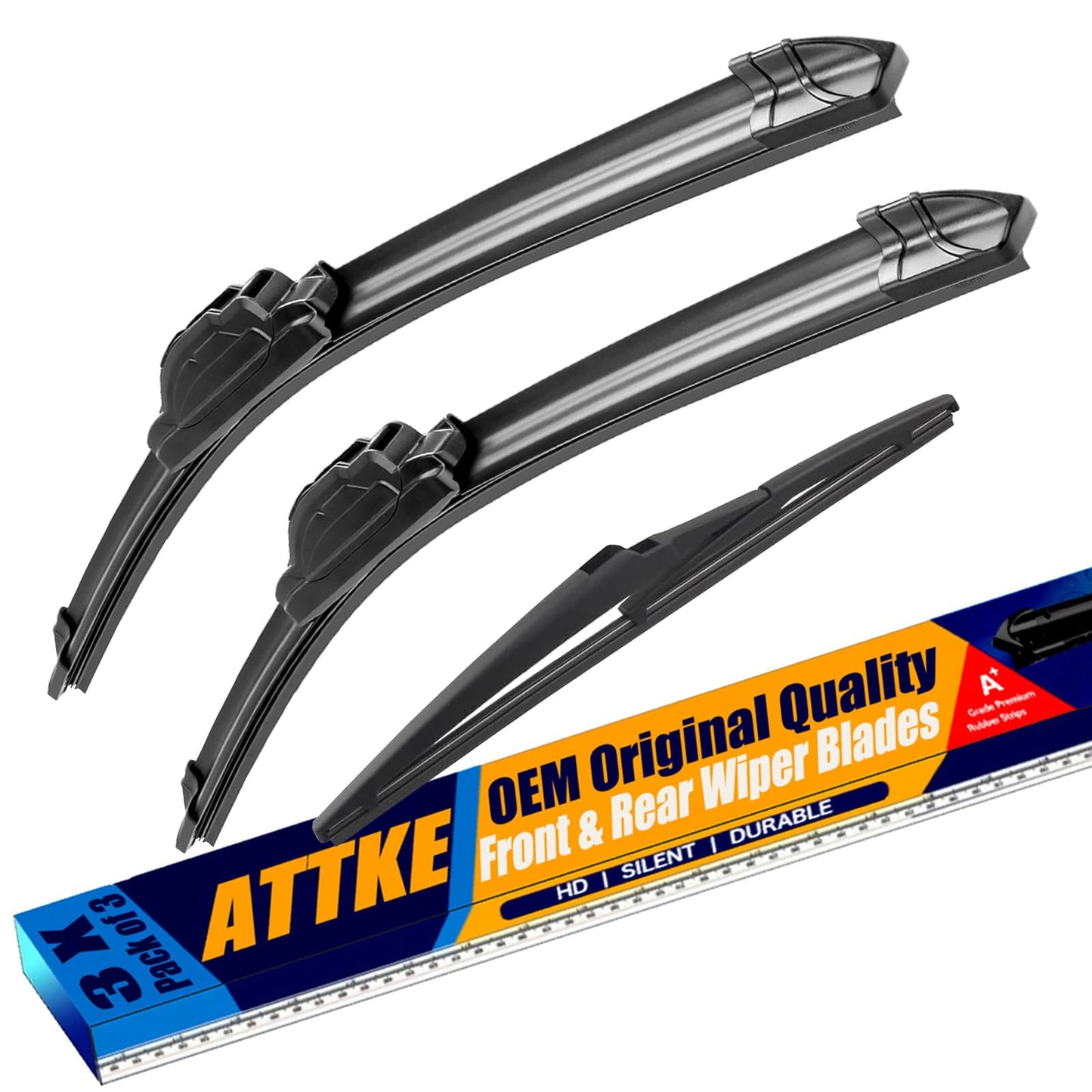 3 Wiper Blades 22" + 21" Front Wiper + 12" Rear Wiper Blades for Dodge Durango 2011-2021/Jeep Grand Cherokee 2011-2013-OE Original Quality (Pack of 3)