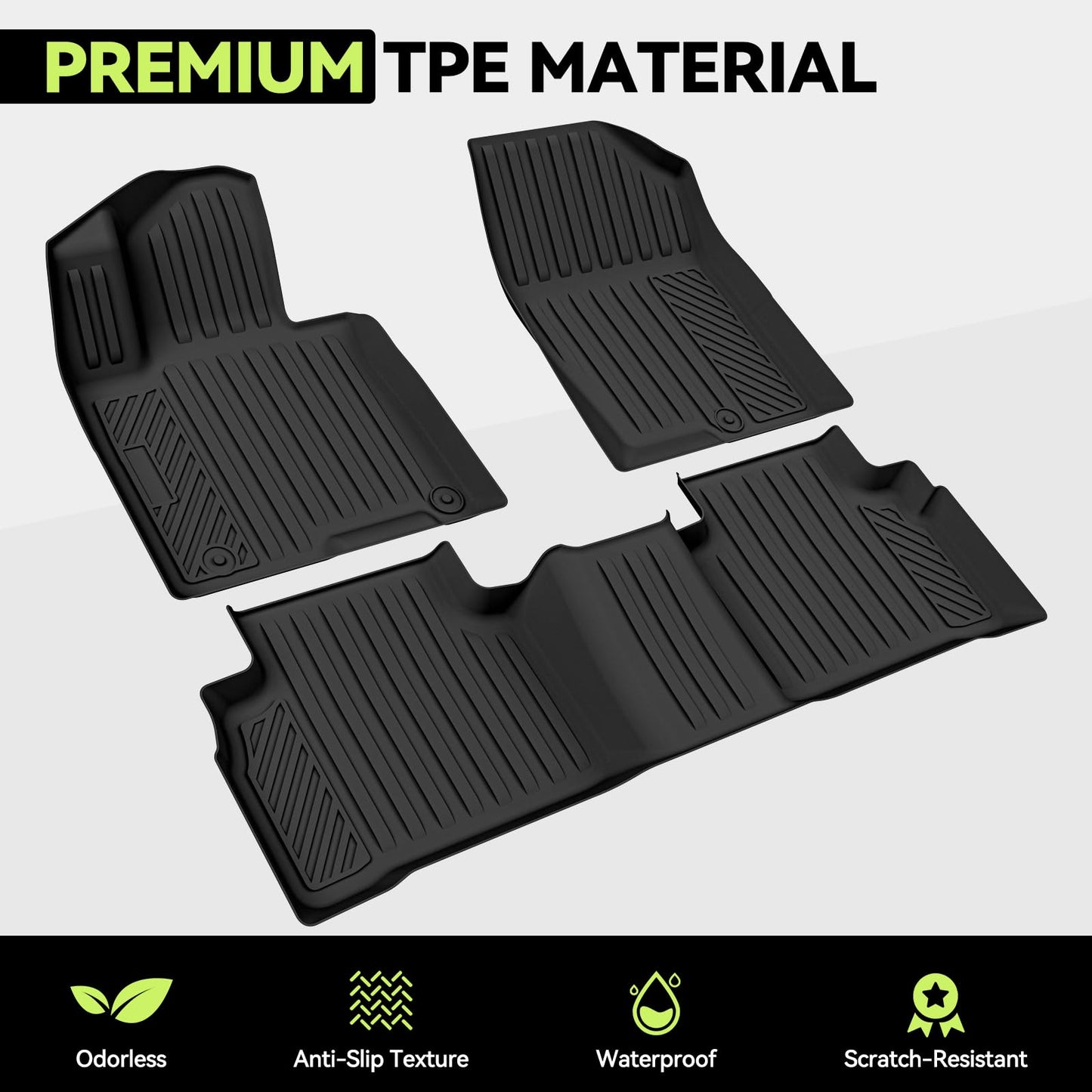 Tongama-Floor Mats for 2022-2025 2026 Jeep Grand Cherokee (Include 4xe Not WK or L), All Weather TPE Trunk Mat and Cargo Net and Door Sill Guards for Jeep Grand Cherokee Floor Liner Accessories