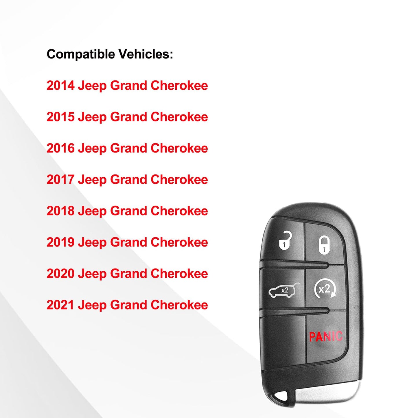 Self-Programmable Replacement for Proximity Smart Key Fob for Jeep Grand Cherokee 2014 2015 2016 2017 2018 2019 2020 2021 (FCC:M3N40821302 68143505AC 68143505AA) 2 pcs