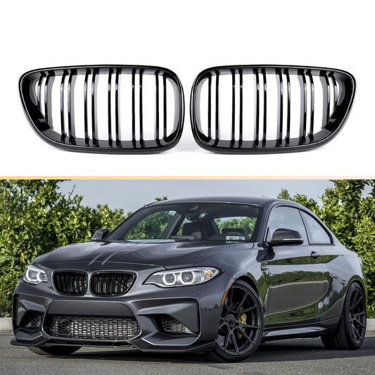 BMW Front Replacement Kidney Grill for 2 Series F22 F23 F87 M2 Gloss Black