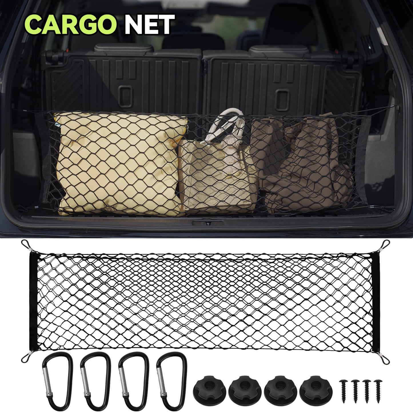 Tongama-Floor Mats for 2022-2025 2026 Jeep Grand Cherokee (Include 4xe Not WK or L), All Weather TPE Trunk Mat and Cargo Net and Door Sill Guards for Jeep Grand Cherokee Floor Liner Accessories