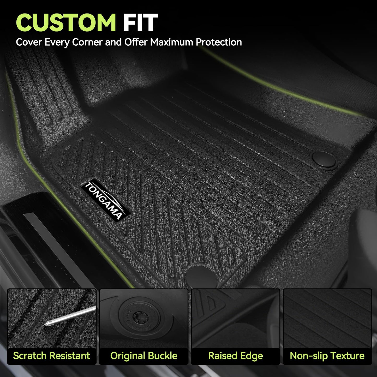 Tongama-Floor Mats for 2022-2025 2026 Jeep Grand Cherokee (Include 4xe Not WK or L), All Weather TPE Trunk Mat and Cargo Net and Door Sill Guards for Jeep Grand Cherokee Floor Liner Accessories