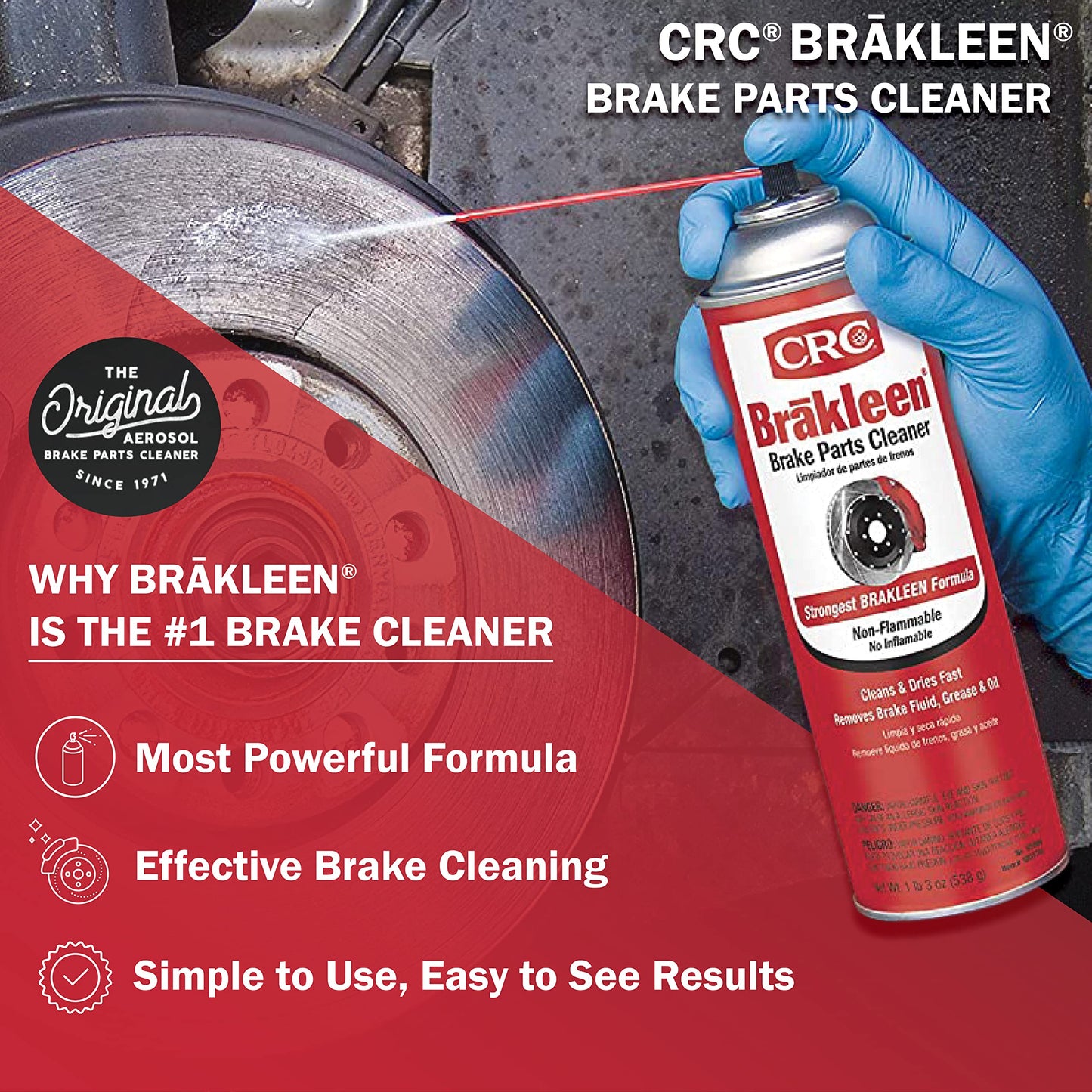 CRC BRAKLEEN Brake Parts Cleaner - Non-Flammable -1lb 3 Oz (05089) (Pack of 2)